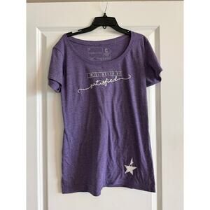 Hamilton Broadway Purple "Never Satisfied" Women's Size Large T-Shirt